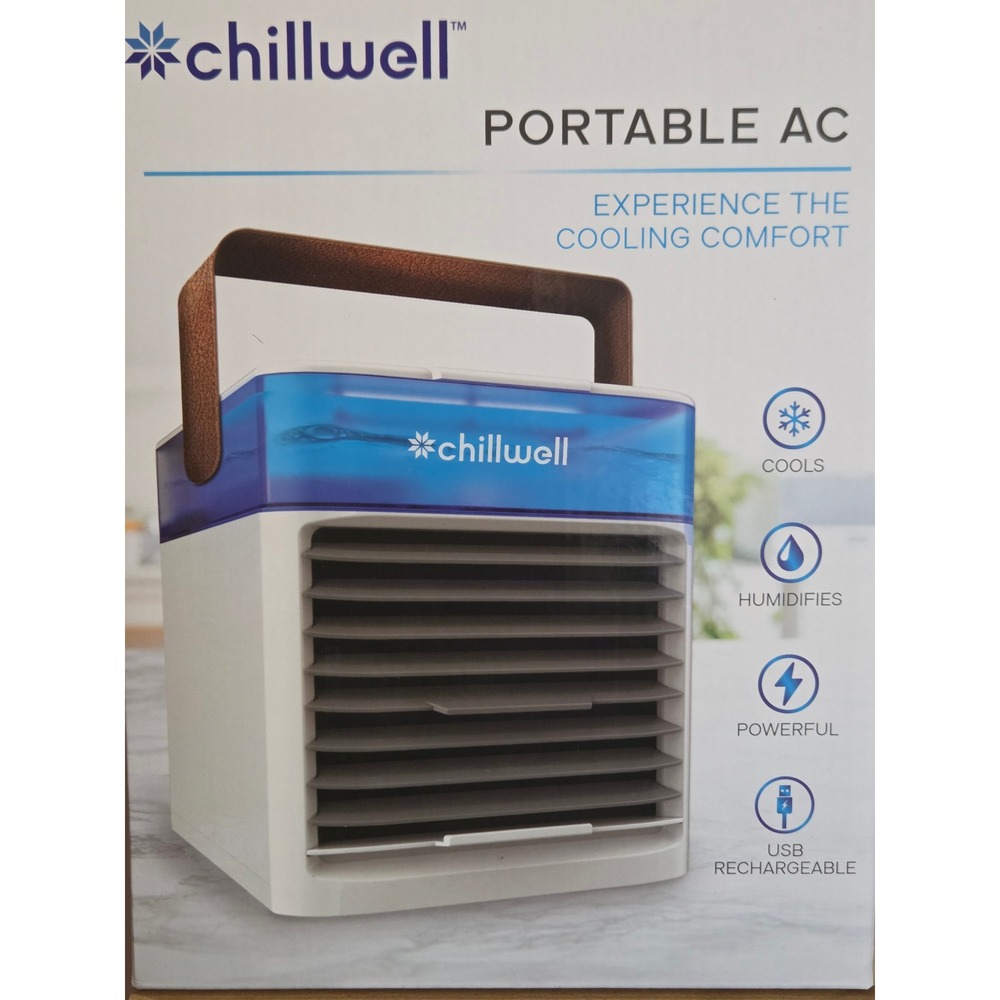 Chillwell Portable AC Rechargeable Air Cooler Humidifier USB White AADFOR-DC8